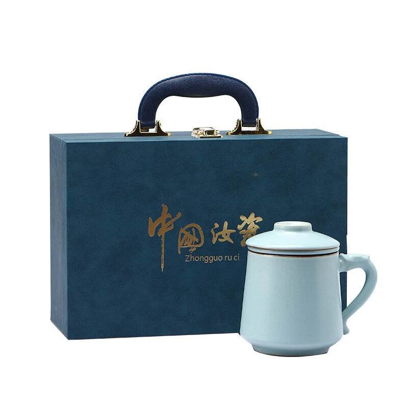 Ru Kiln Office Tea Cup Tea Separation Cup Large Capacity Ceramic Mug 07FC0E-D4 - KOEEK