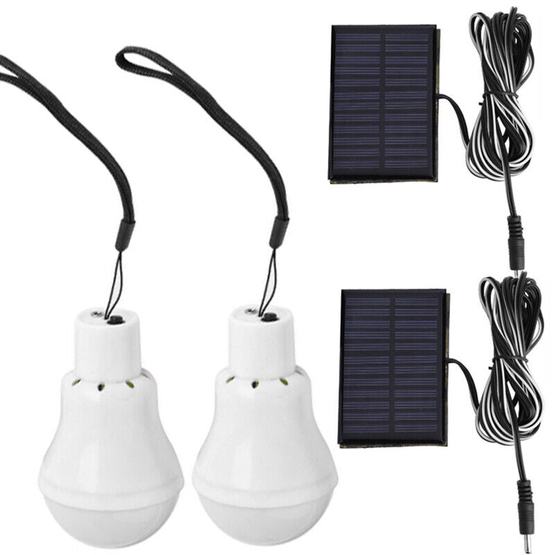 ny Bright Solar Panel Powered LED Lights Pære Lys Telt Lampe Camping Ude/Indendørs