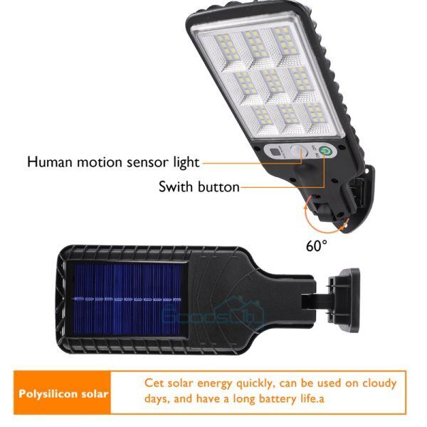 ny 1200000lm LED Solar Flood Light Security Bevægelsessensor Udendørs Yard Street Wall