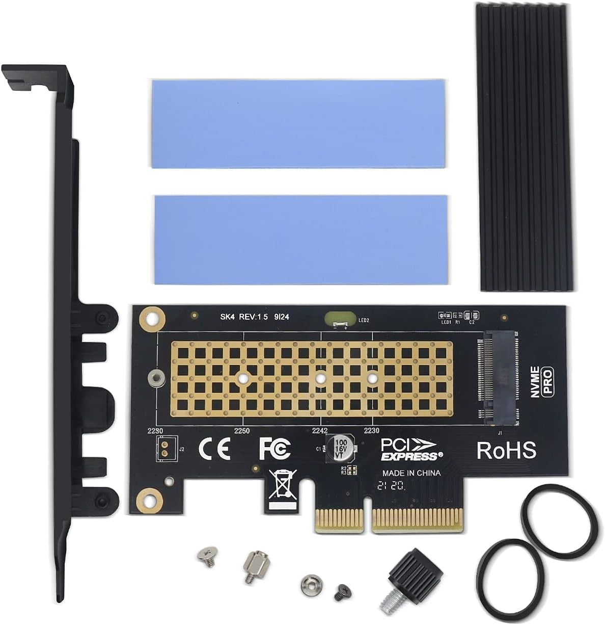 new M.2 NVME SSD to PCIe 3.0/4.0 x4 Adapter with Aluminum Heatsink Solution... 07FC0E-D4 - KOEEK