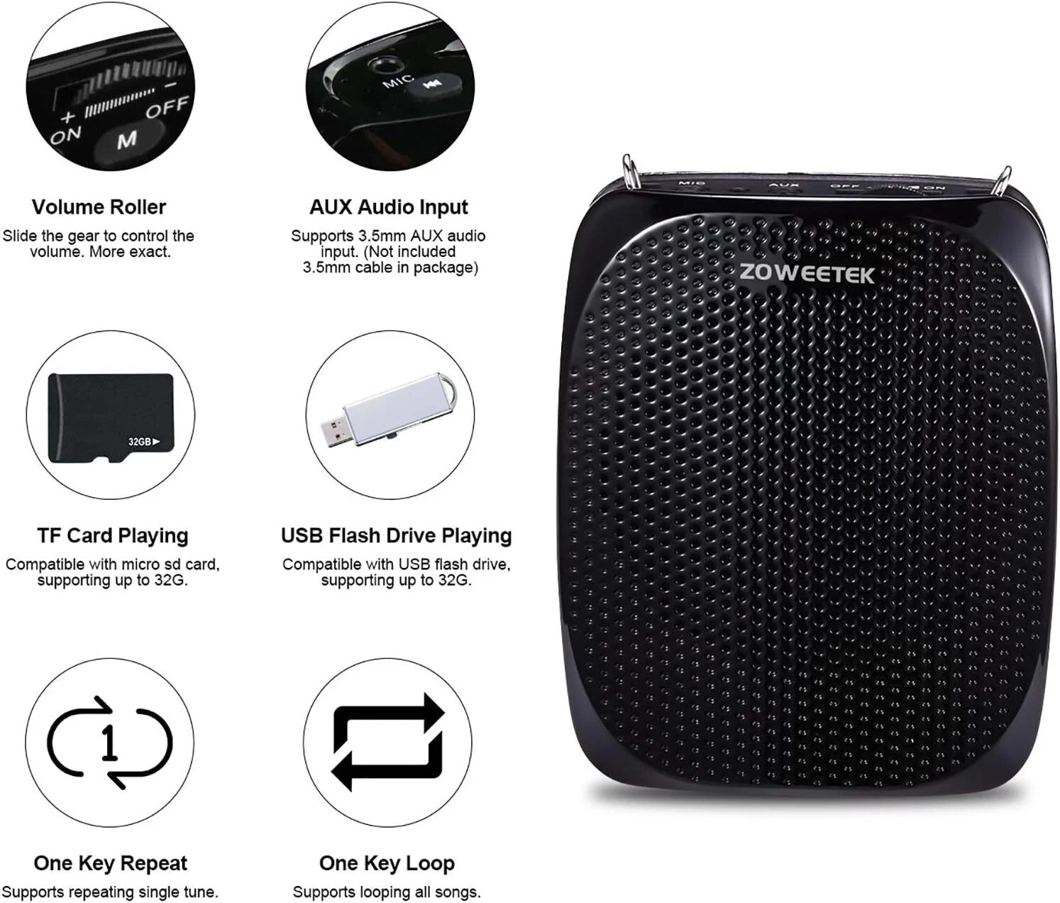 Teacher's loudspeaker (with 2 microphones), portable speaker amplifier 07FC0E-D4 - KOEEK
