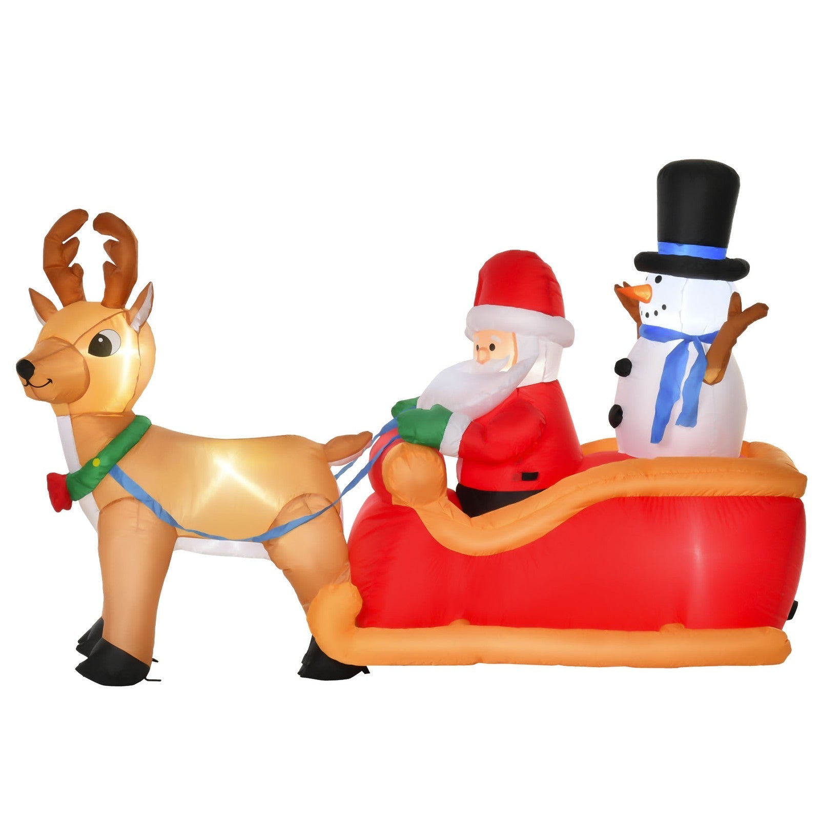 HOMCOM 6.5ft Christmas Inflatable Santa Claus on Sleigh Deer with LED Light HOMCOM - KOEEK