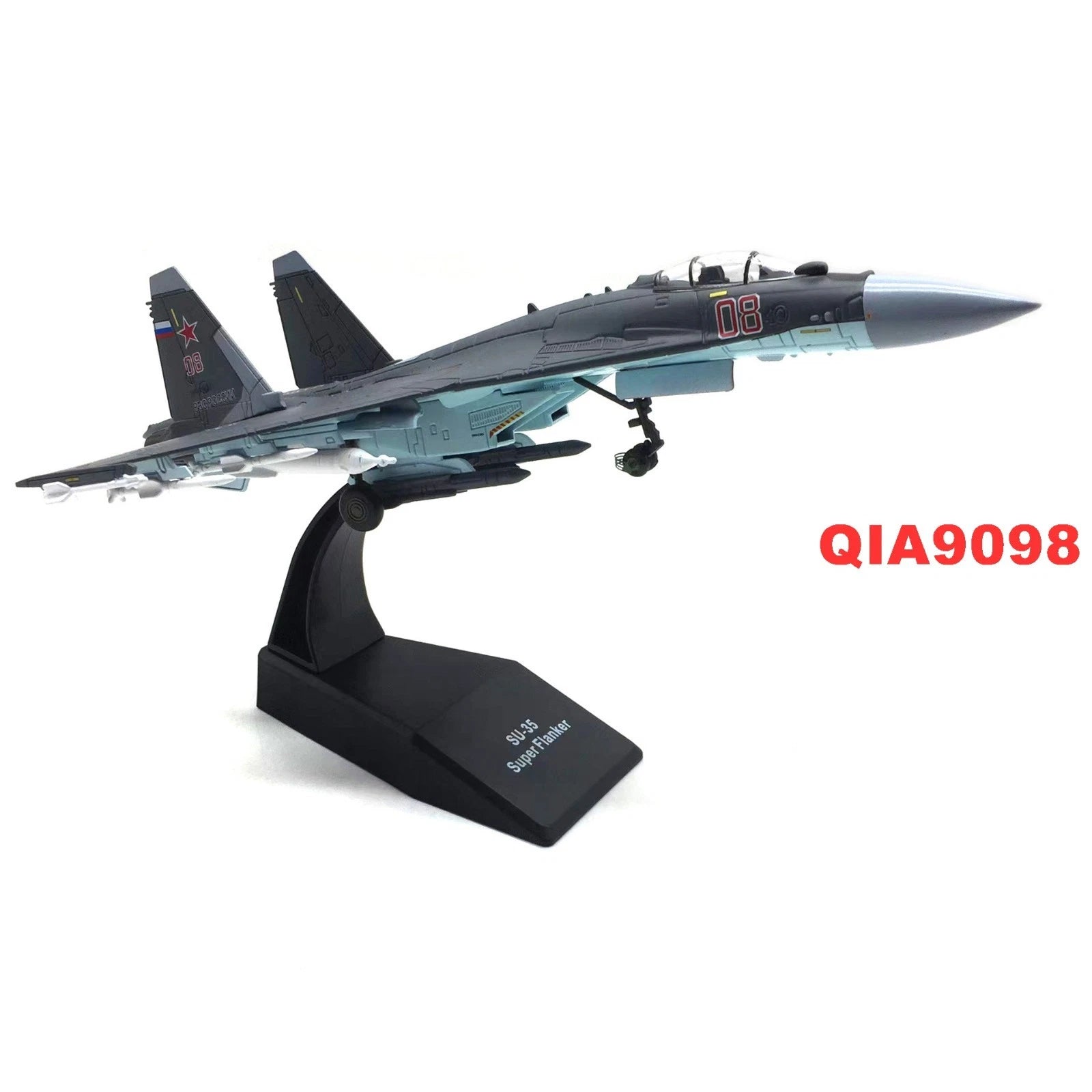 1/100 Scale Russian Sukhoi Su-35 Super Flanker Aircraft Metal Gray Model 07FC0E-D4 - KOEEK