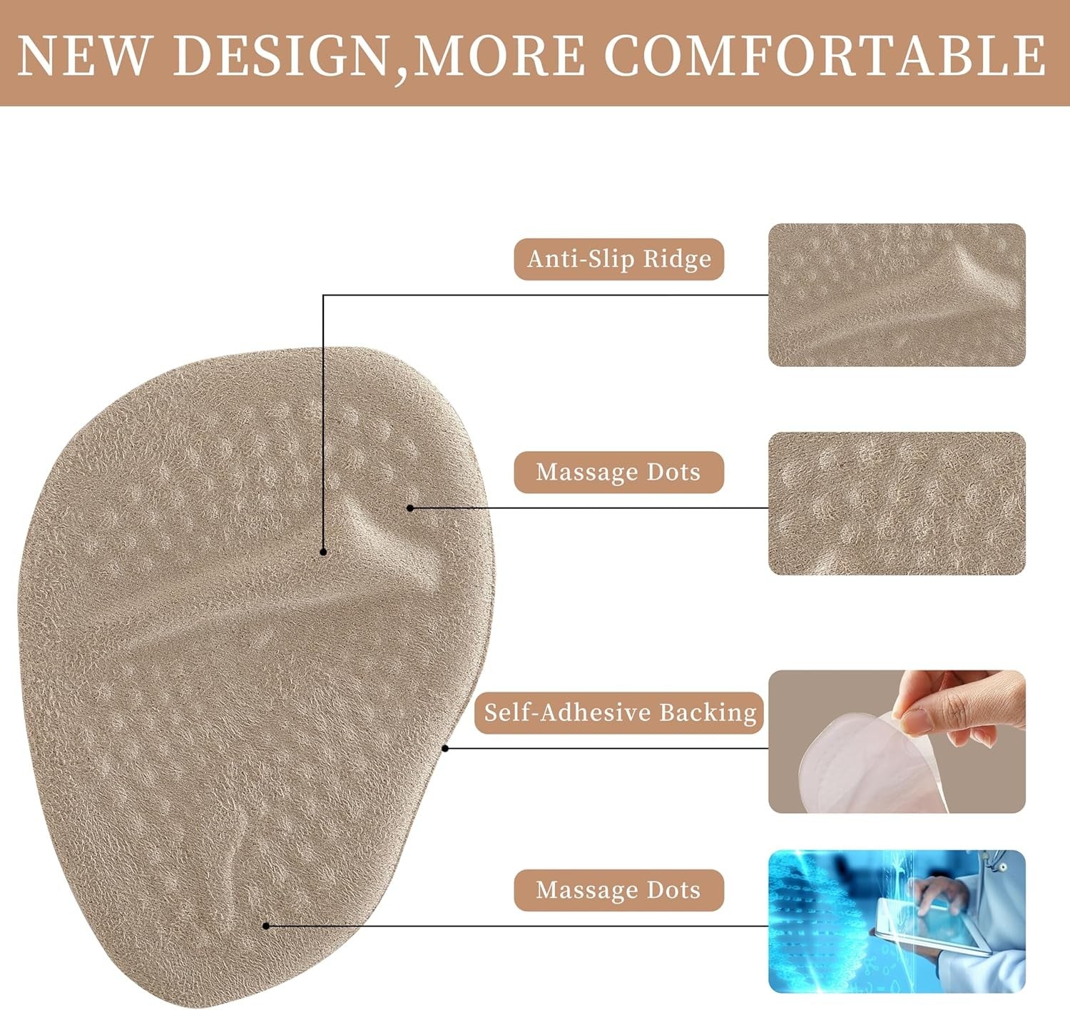 new Metatarsal Pads Women, Heel Inserts for Gel Ball of Foot Pale Yellow 07FC0E-D4 - KOEEK