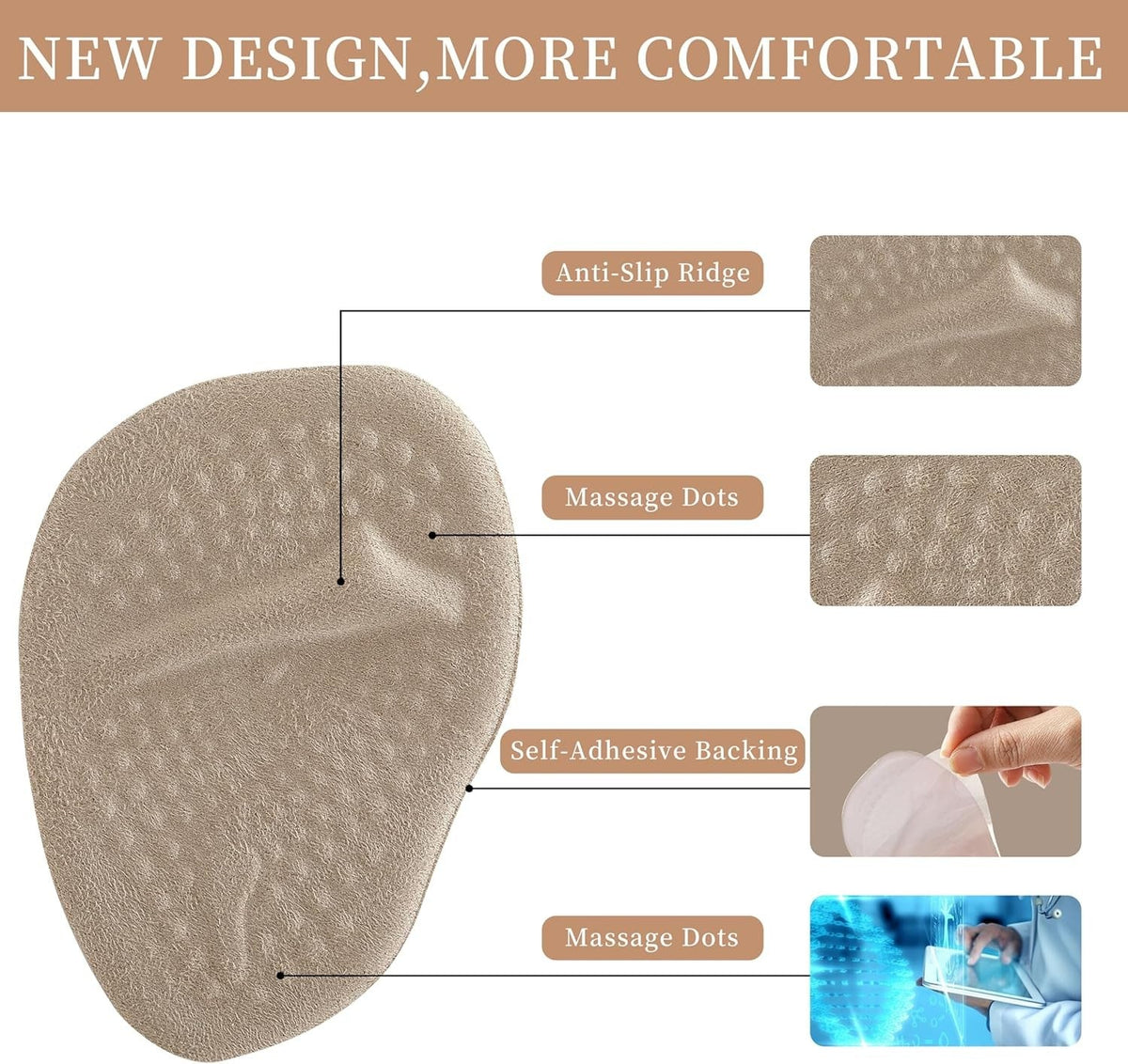 new Metatarsal Pads Women, Heel Inserts for Gel Ball of Foot Pale Yellow 07FC0E-D4 - KOEEK