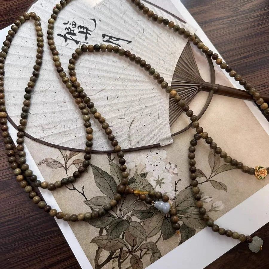 Crossbody Chain Old Sandalwood Multi-use Prayer Beads  Chinese Style Necklace 07FC0E-D4 - KOEEK