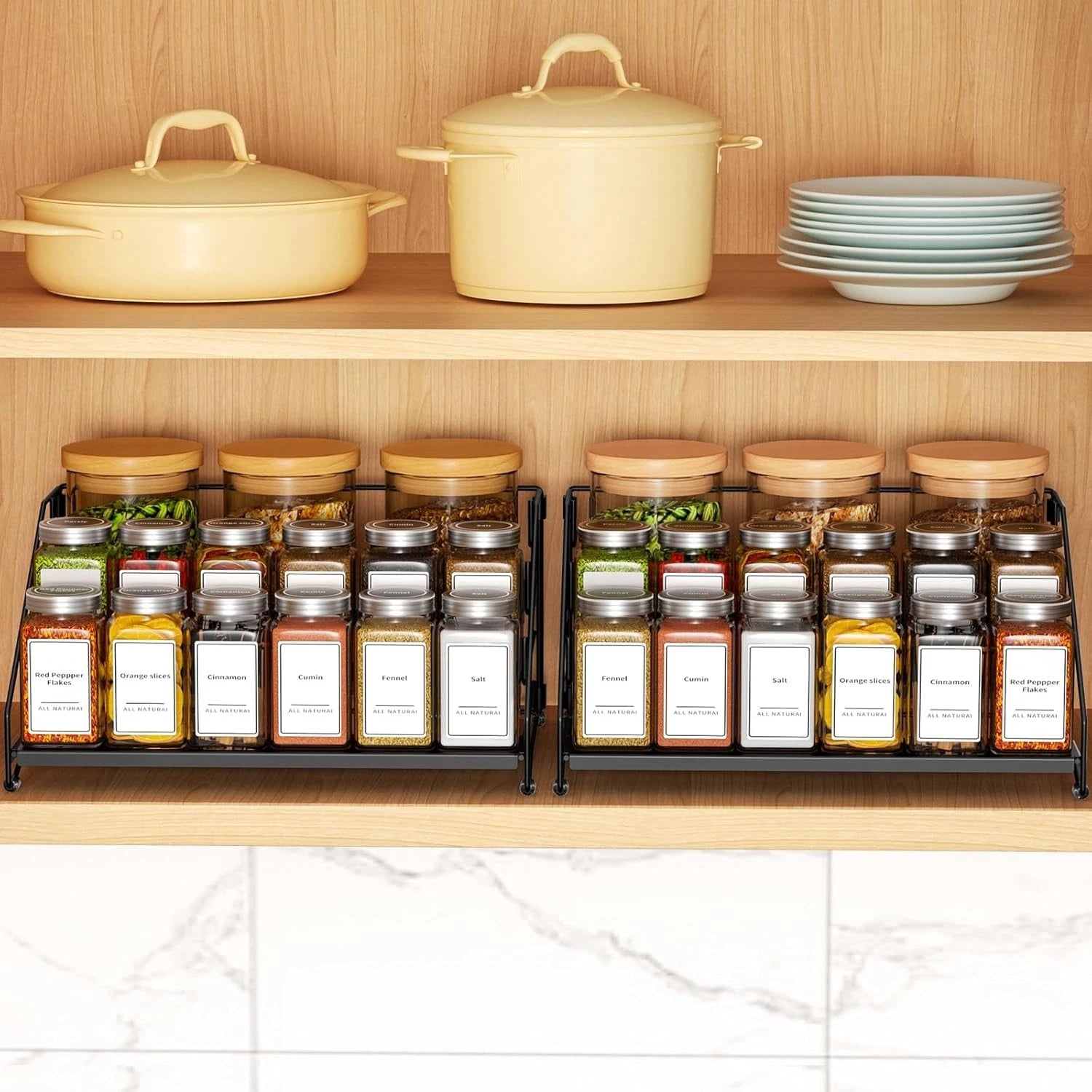 4 Tier Spice Rack Organzier, Spice Rack for Cabinet, Adjustable Depth Seasoning 07FC0E-D4 - KOEEK