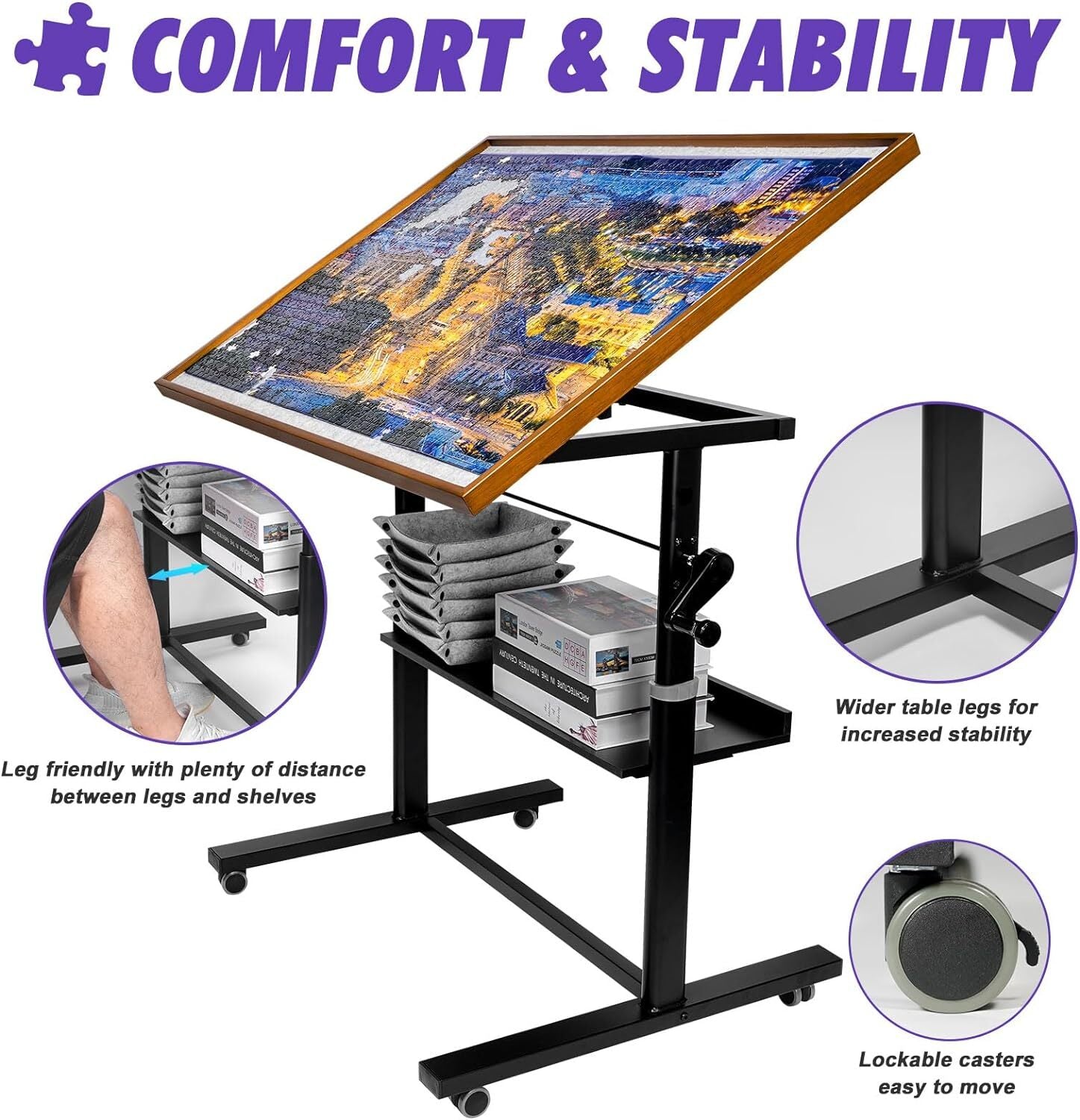 new Sunix 1500 Pieces Jigsaw Puzzle Table with Legs, 36"x26" Adjustable Height... SUNIX - KOEEK