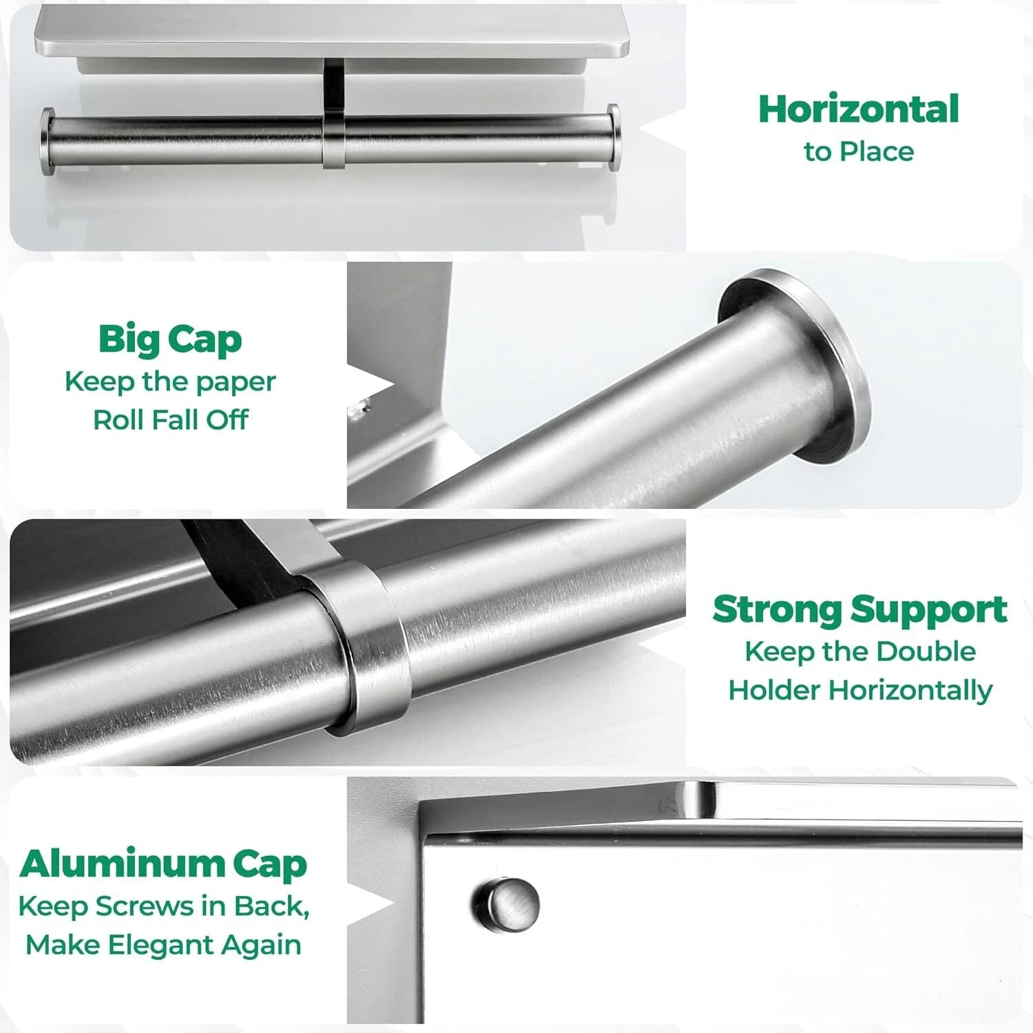 Toilet Paper Holder -Aluminum Double Roll Toilet Paper Holder, 3M Self-Adhesive 07FC0E-D4 - KOEEK