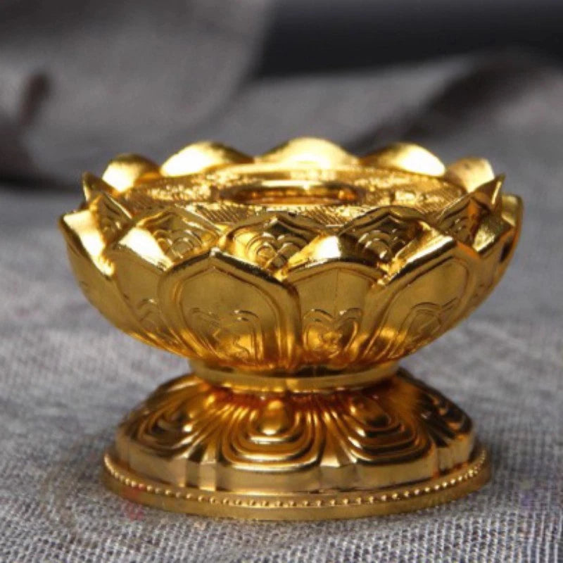 8.5cm Alloy Zhuanjin Wheel Base Eight Auspicious Signs Lotus Buddha Statue Base 07FC0E-D4 - KOEEK