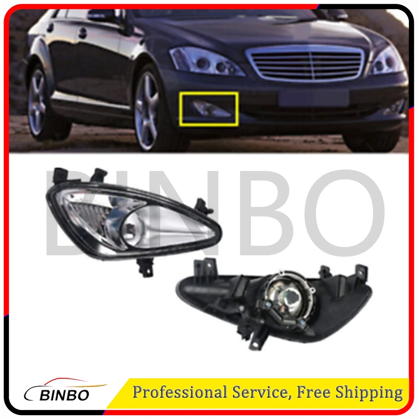 Fog Lamp Light Chrome Housing Pair For 2007-2009 Mercedes Benz S-Class W221 S550 07FC0E-D4 - KOEEK