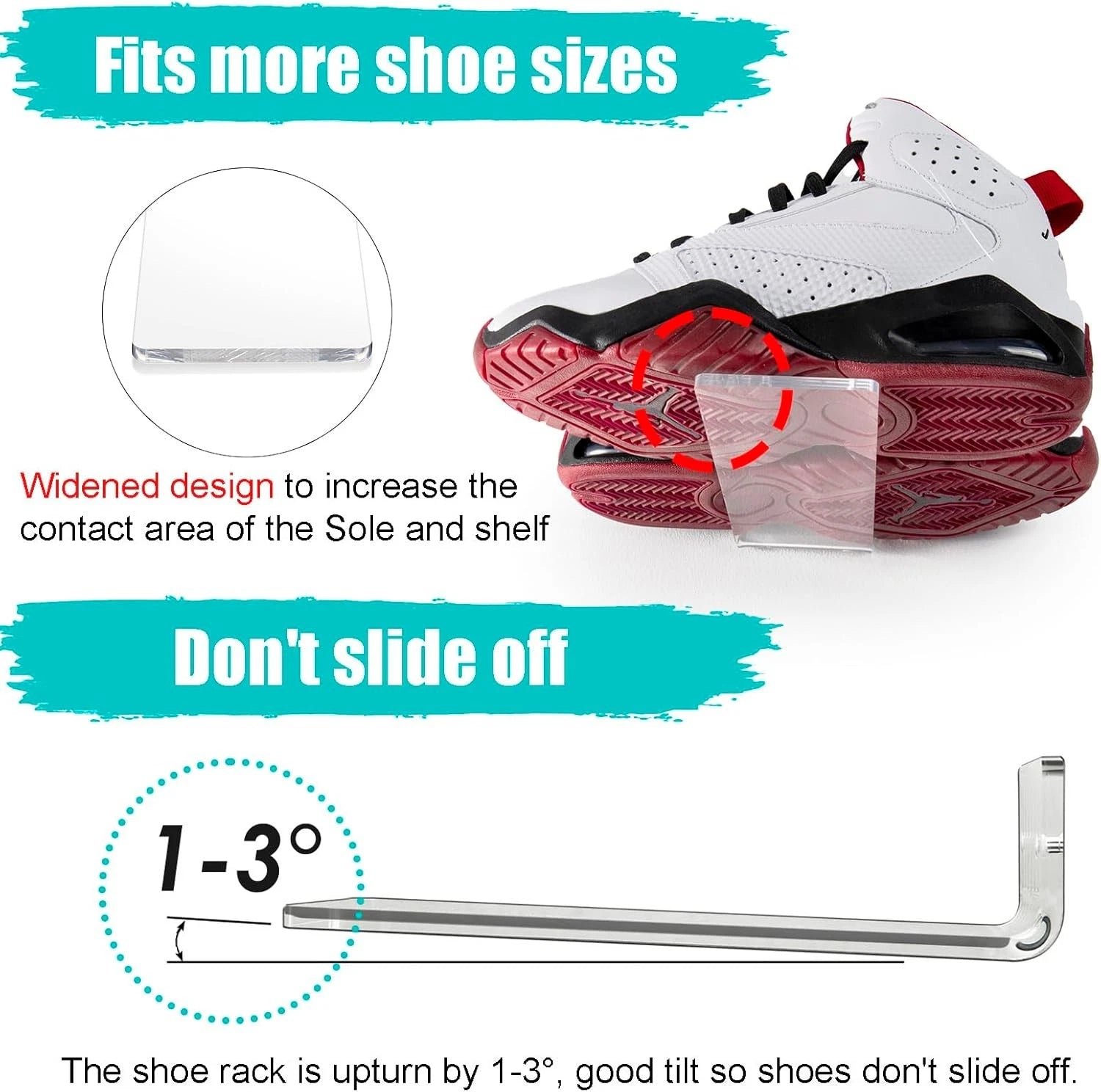 Floating Shoe Display Shelves for Wall Mount Set of 6 - Clear Acrylic Floating 07FC0E-D4 - KOEEK