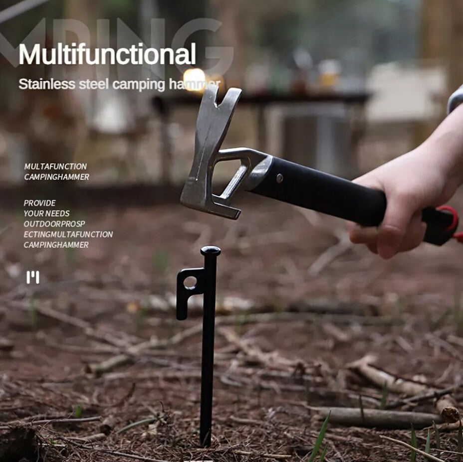 Tent Stake Hammer Aluminum Alloy Camping Hammer Outdoor EDC Camp Nail Puller 07FC0E-D4 - KOEEK