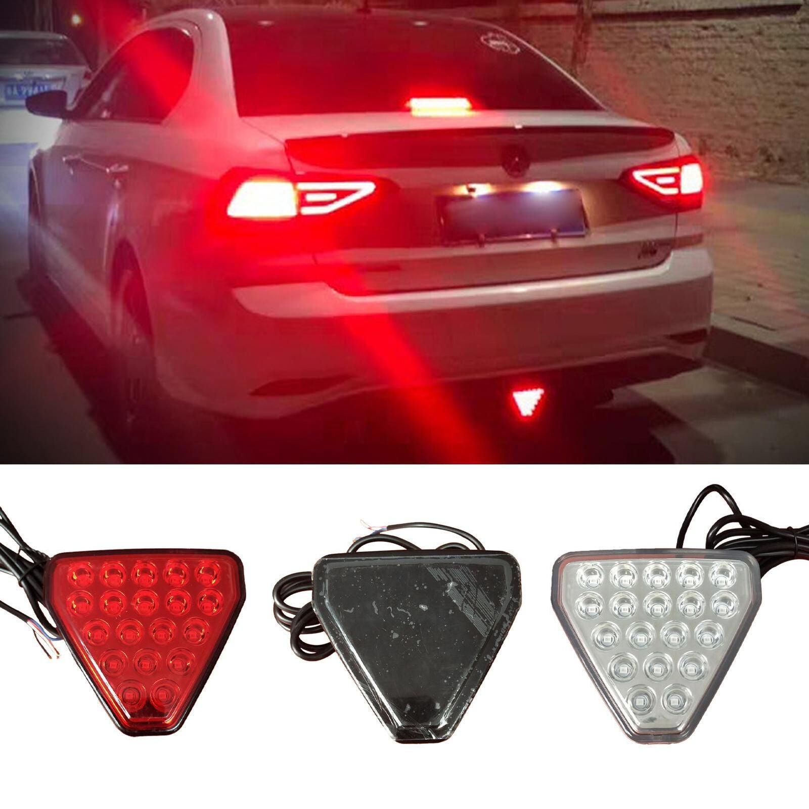 new 12V Flashing Blink Brake Tail Light LED Safety Warning Triangle 3rd Strobe Red koeek - KOEEK