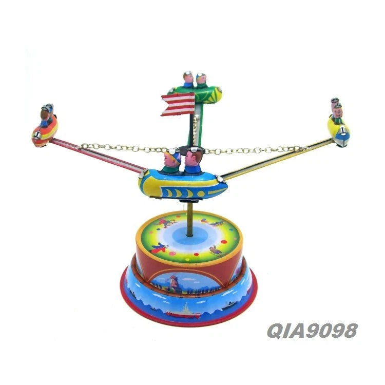Hand-Made Rotating Amusement Spaceship Wind-up Tin Toy Decoration Collection 07FC0E-D4 - KOEEK