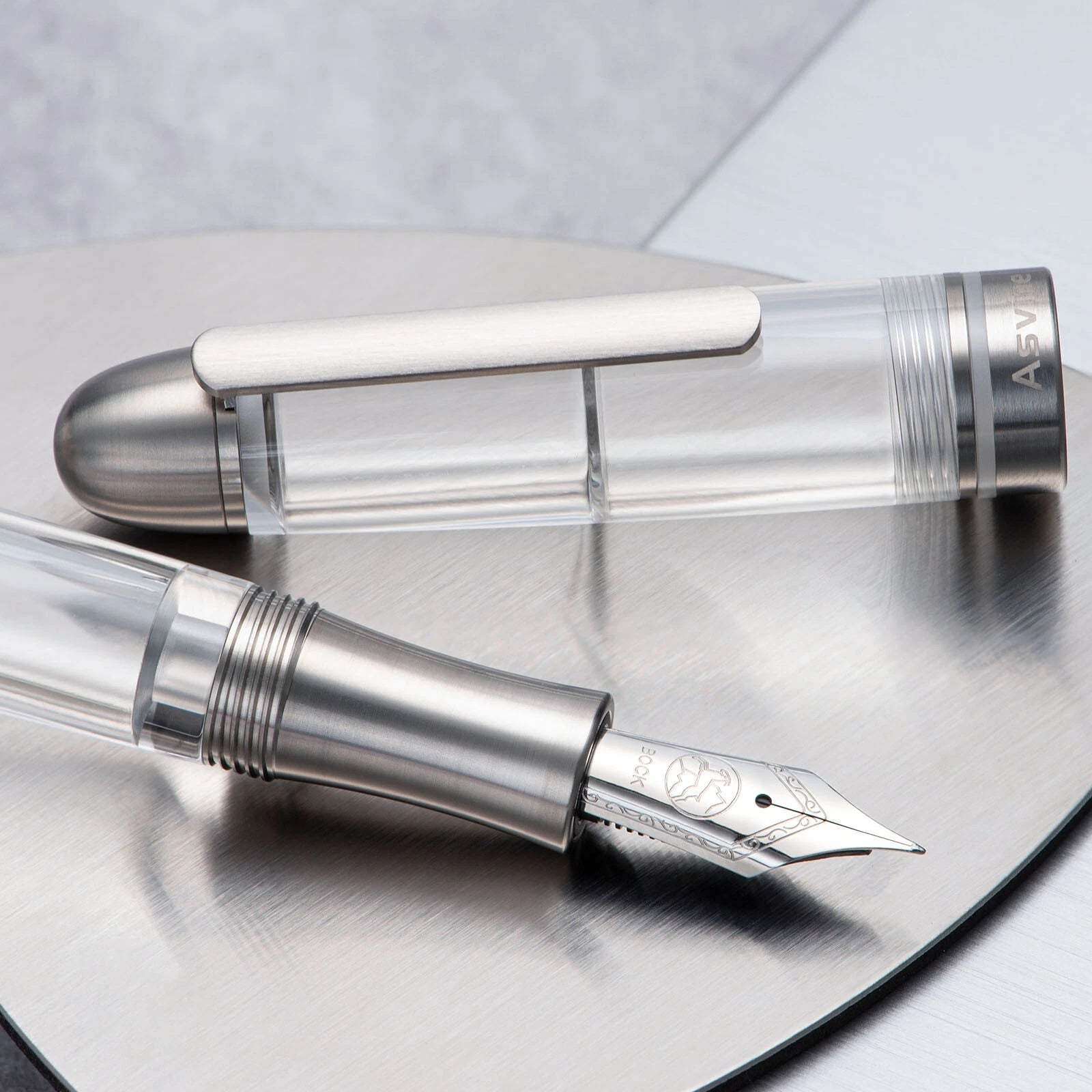 Titanium & Acrylic Writing Pen Asvine P36 Piston Fountain Pen Bock/ Asvine Nib 07FC0E-D4 - KOEEK