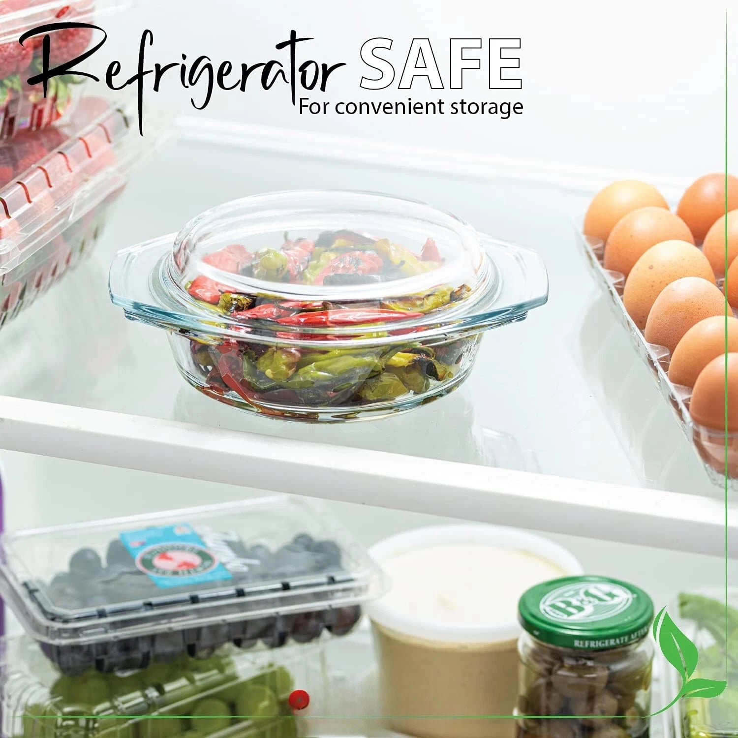 Casserole dish set, set of 3 casserole dishes with lids, round glass cookware 07FC0E-D4 - KOEEK