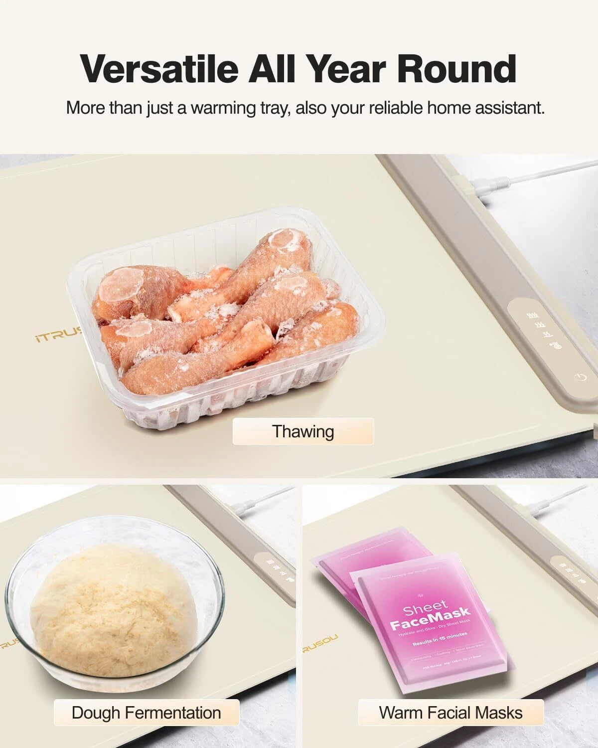 Electric Warming Tray-Full Surface HeatingRollable,Portable3Temperature Settings 07FC0E-D4 - KOEEK