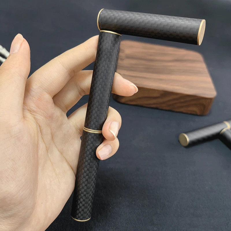 Hot Carbon Fiber + Brass 3 Section Fingert Spinner Top Adult Toy Magnetic Metal 07FC0E-D4 - KOEEK