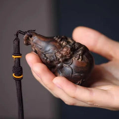 7cm Agarwood Good Luck Fortune Xianglong Gourd Handmade Engraving Pendant Statue 07FC0E-D4 - KOEEK