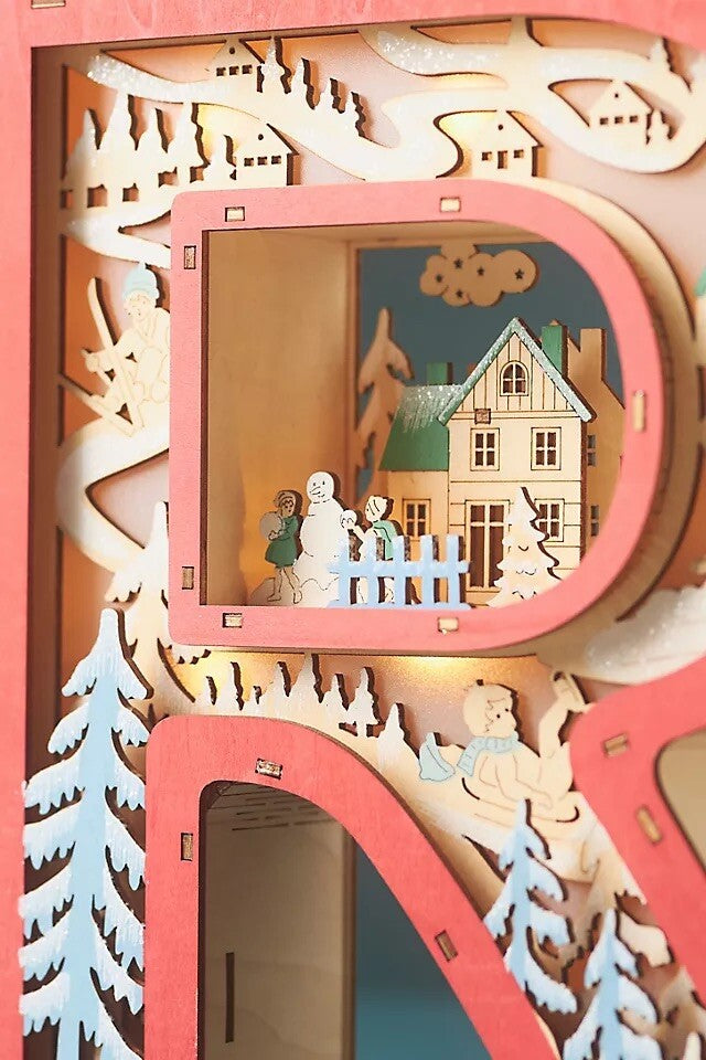 Anthropologie Wonderland Scene Monogram Light-Up Holiday Decoration Letter R ANTHROPOLOGIE - KOEEK