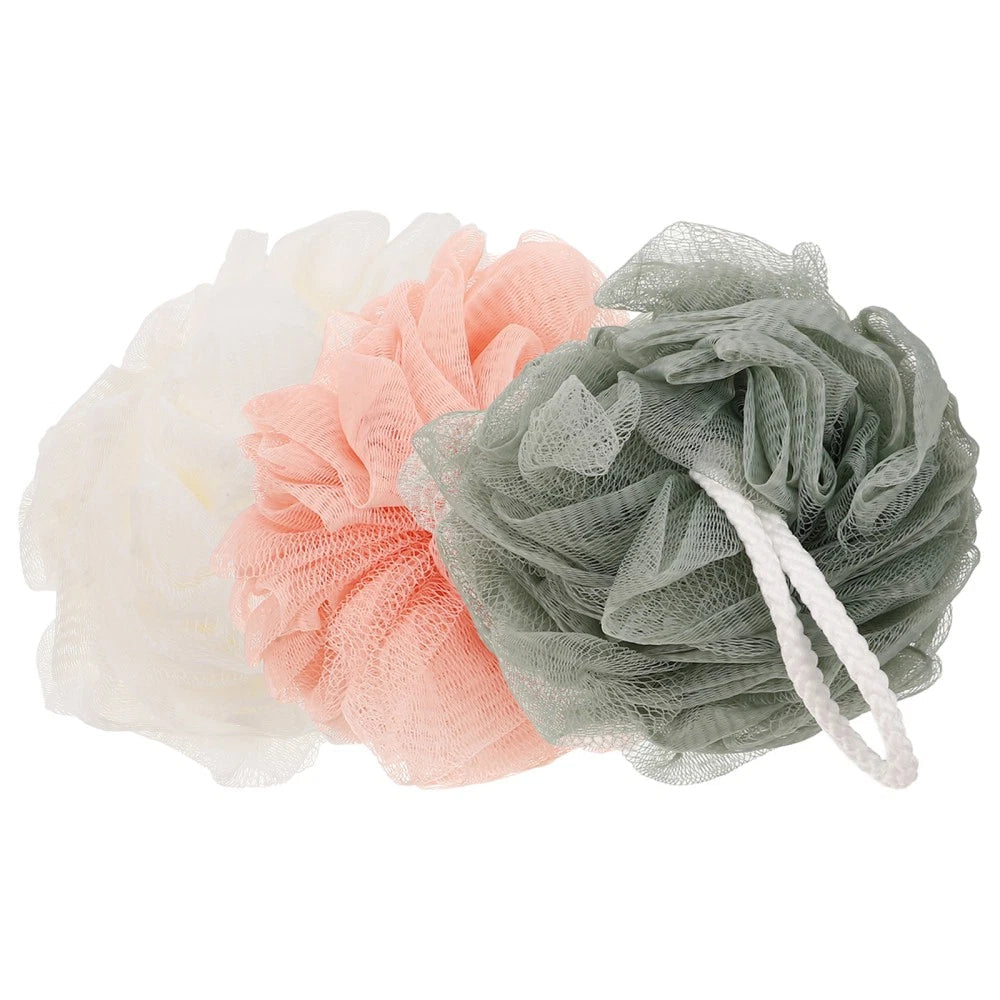 3 Pcs Mixed Color PE Bath Balls Mesh Shower for Body Care 07FC0E-D4 - KOEEK