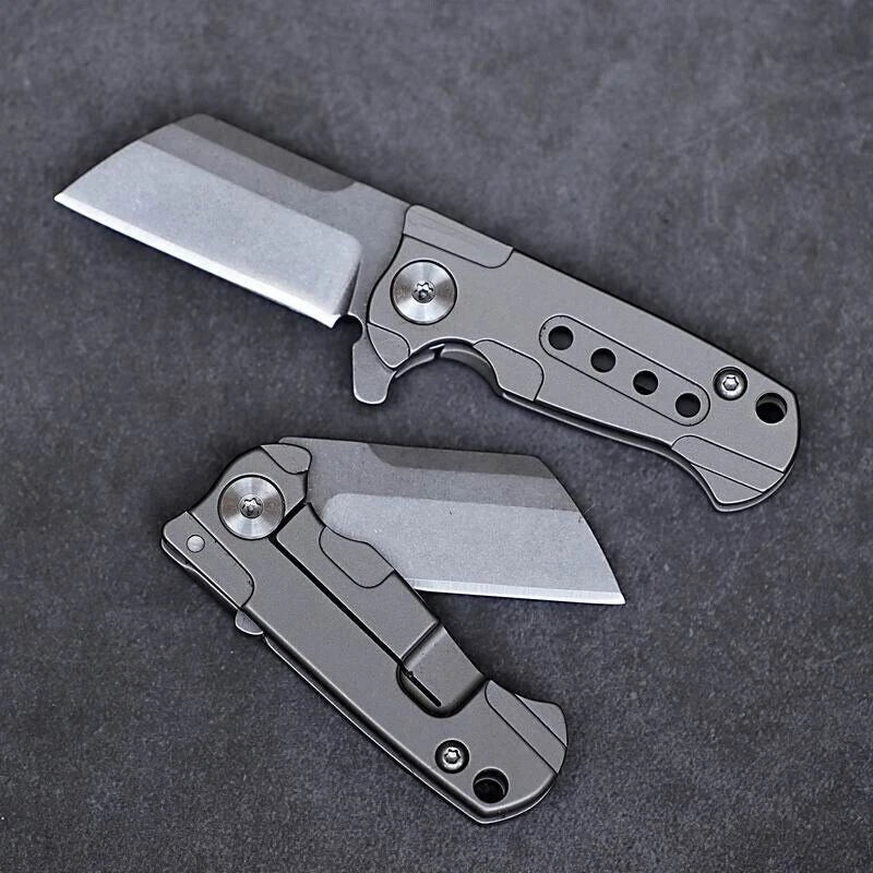 MINI Titanium Keychain Folding Knife D2 Blade pocket EDC Outdoor Camping Tool 07FC0E-D4 - KOEEK