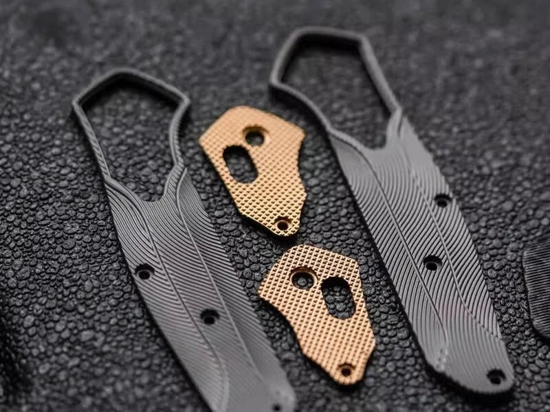 1 Pair Titanium Inlaid With Brass Handle Scales for Benchmade 940 Osborne Knives 07FC0E-D4 - KOEEK