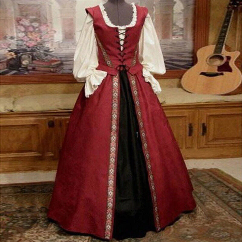 Renaissance Dress Costume Women Victorian Medieval Halloween Clothing Cosplay 07FC0E-D4 - KOEEK