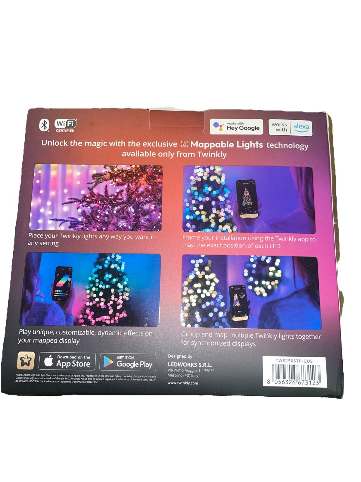 Twinkly RGB String Lights App Controlled Smart Decorations 250 LED / 65 ft TWINKLY - KOEEK