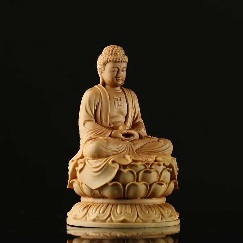9cm Japan Buddha Statue Shakyamuni Wood Sculpture Buddha Dharma Solid Buddhism 07FC0E-D4 - KOEEK