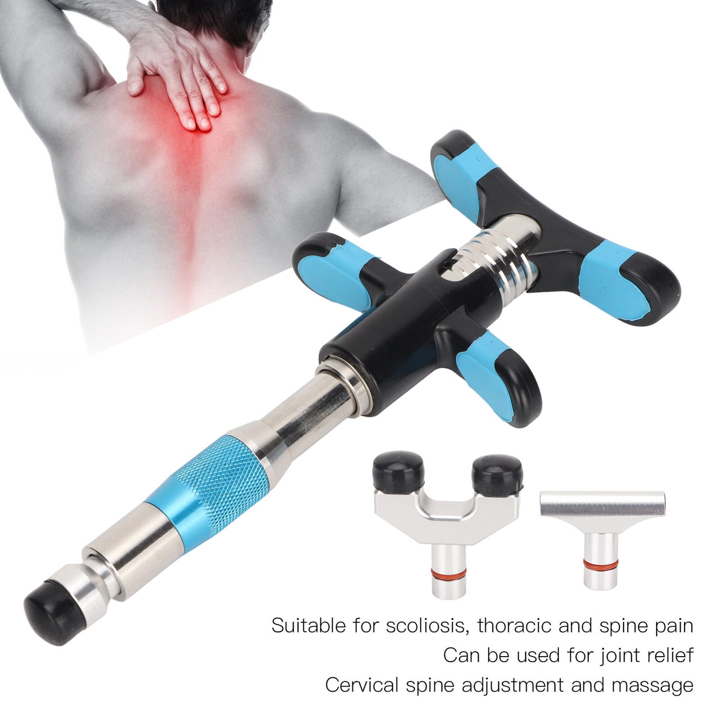 new Chiropractic Adjustment 10 Strength Levels 3 Heads Spine Corrector(Blue ) HGF koeek - KOEEK