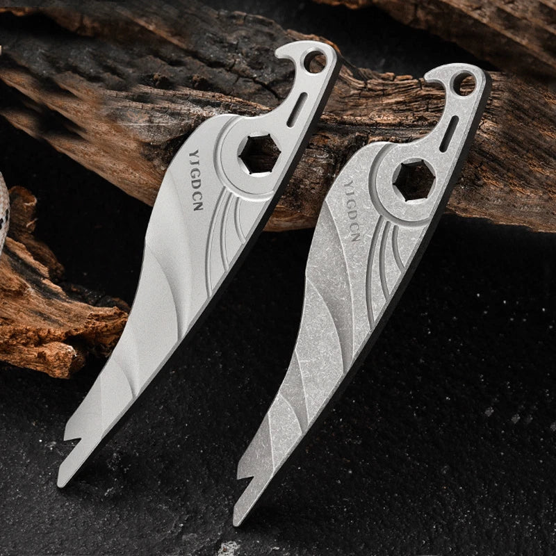 EDC Titanium Pry Bar Crowbar Wrench Bottle Opener Keychain Pocket Multi Tools 07FC0E-D4 - KOEEK