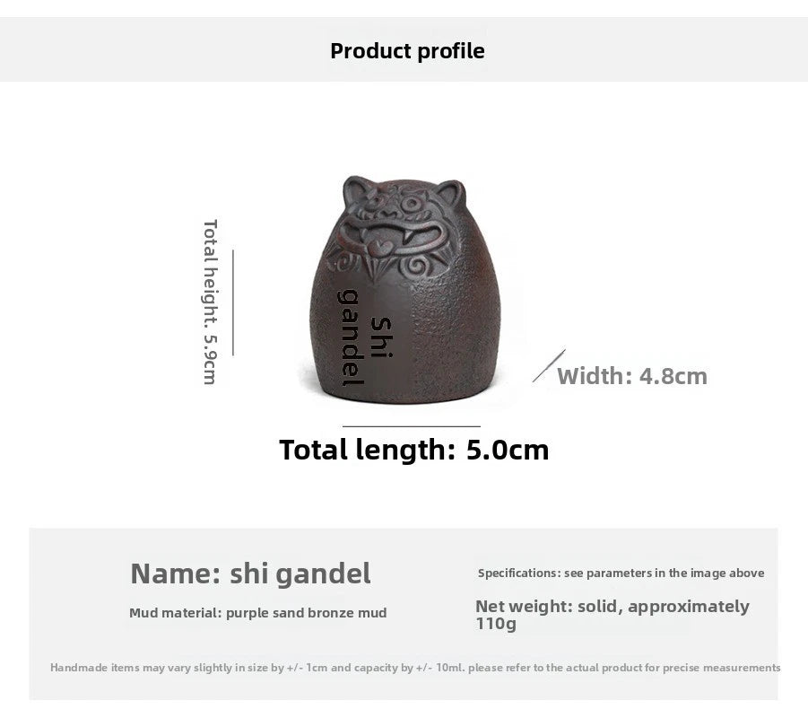 5.8cm Yixing Purple Clay Handcarved Shigandang Tiger Tea Pet Fengshui Ornament 07FC0E-D4 - KOEEK