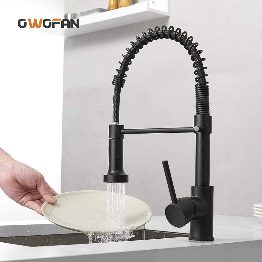 Black Kitchen Faucet with Pull Down Sprayer Stainless Steel Utility RV, Wet Bar 07FC0E-D4 - KOEEK