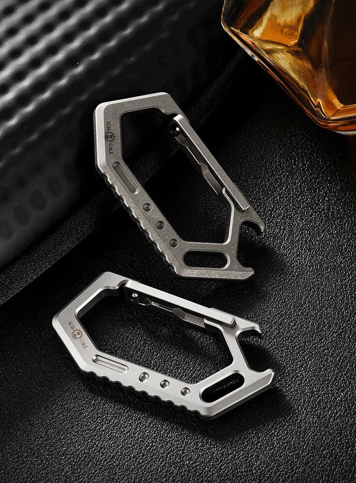 EDC Titanium Keychain Carabiner Car Keys Holder Organizer w/ Bottle Opener Tool 07FC0E-D4 - KOEEK