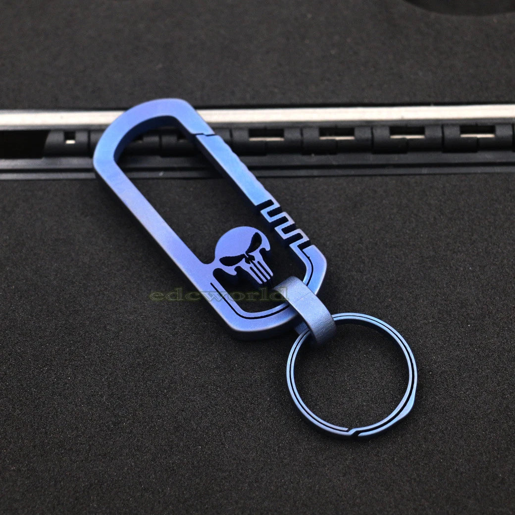 Outdoor CNC Titanium TC4 Skull Key Carabiner w/ Key Ring Fast Hanging EDC Tool 07FC0E-D4 - KOEEK