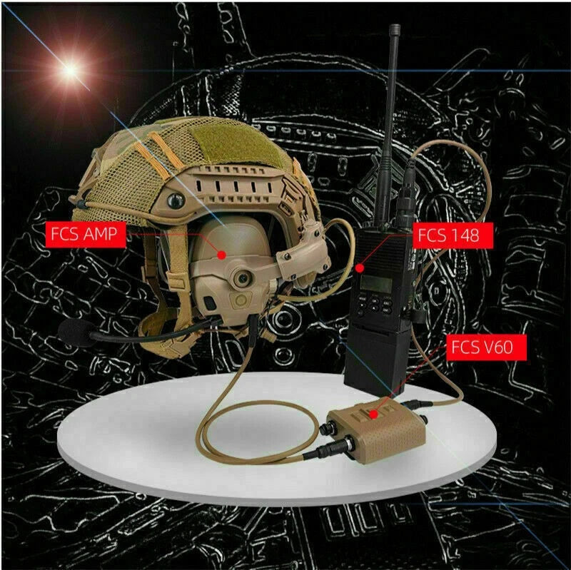 IN Stock FMA FCS AMP Tactical Communication Noise Headset Reduction V20/V60 PTT FMA - KOEEK