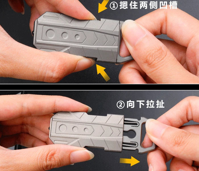 EDC Titanium Belt Buckle Portable Men's Belt Clip Waist Hang Keychain Crowbar 07FC0E-D4 - KOEEK