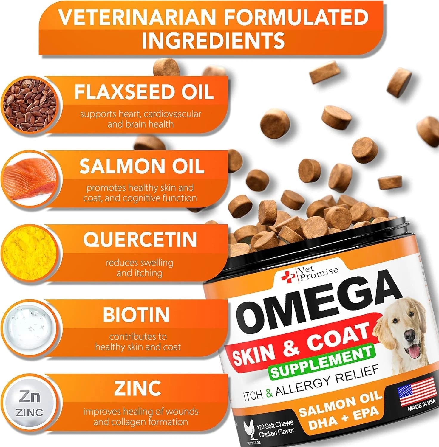 Omega 3 for Dogs - Skin and Coat Supplement - Fish Oil for Dogs 07FC0E-D4 - KOEEK