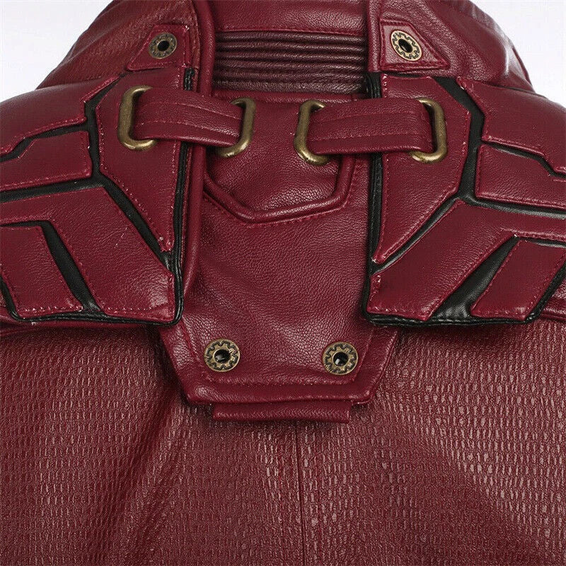 Guardians of the Galaxy 2 Star Lord Peter Quill Red PU Jacket Cosplay Costume 07FC0E-D4 - KOEEK