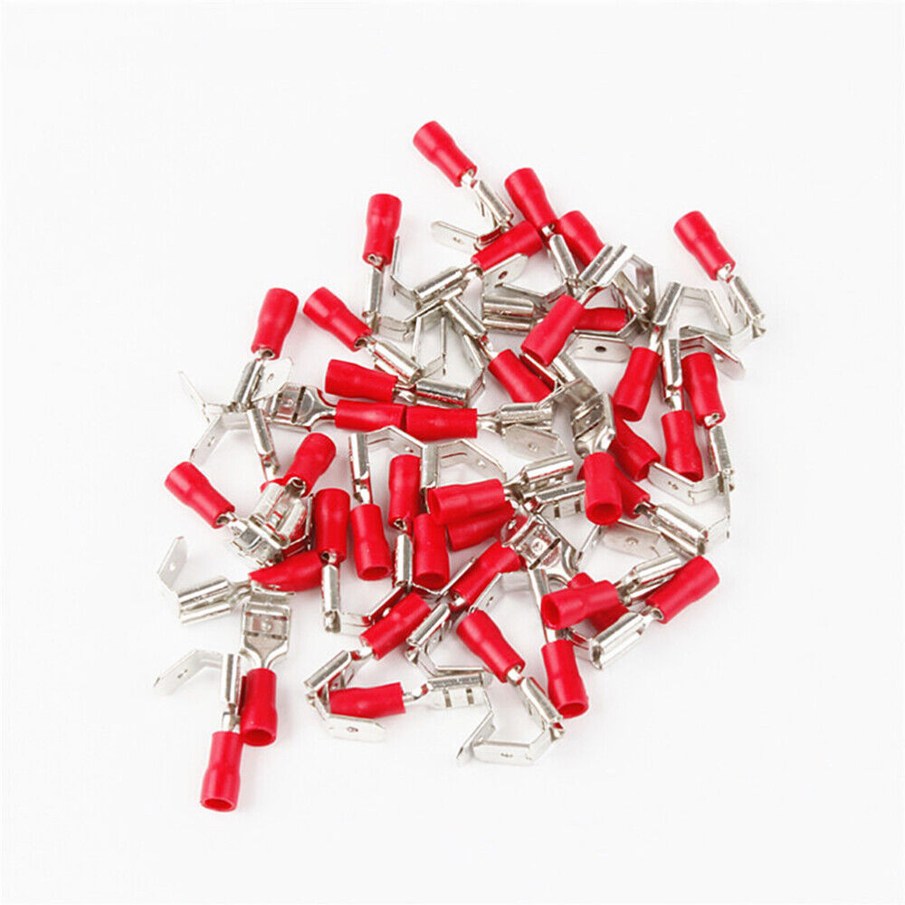 new 100Pcs Piggy Back Spade Connector Crimp Electrical Terminal 10-22AWG (Red Blue