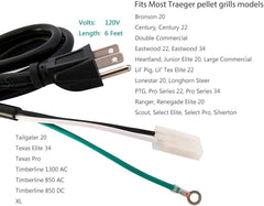 new SUNKISTCOOK 6ft Barbecue Grill Power Cord Kit Replacement Part Compatible... 07FC0E-D4 - KOEEK