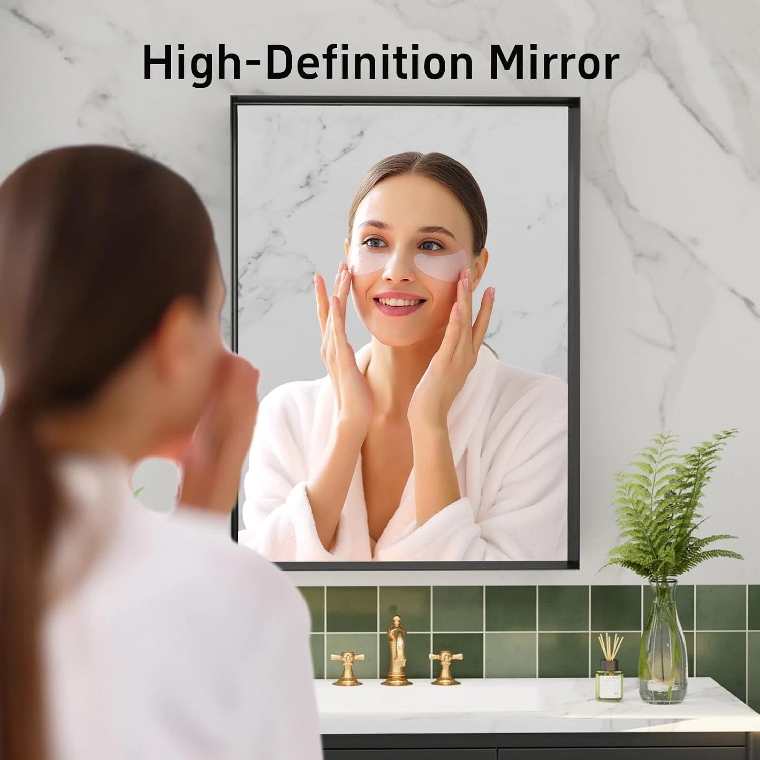 Black Vanity Wall Mirror, 22x 30 Inch Rectangular Bathroom Mirrors for Over Sink 07FC0E-D4 - KOEEK