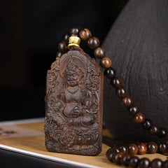 Yellow Jambhala Buddhist Agarwood 108 Beads Necklace Mala Prayer Bracelet 07FC0E-D4 - KOEEK