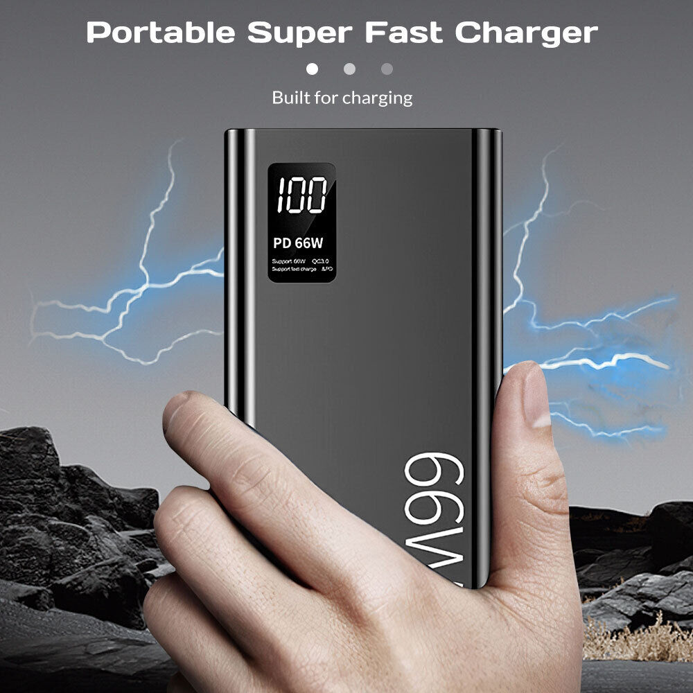 ny bærbar 66W 40000mAh Power Bank Superhurtiglader PD 20W eksternt batteri USB