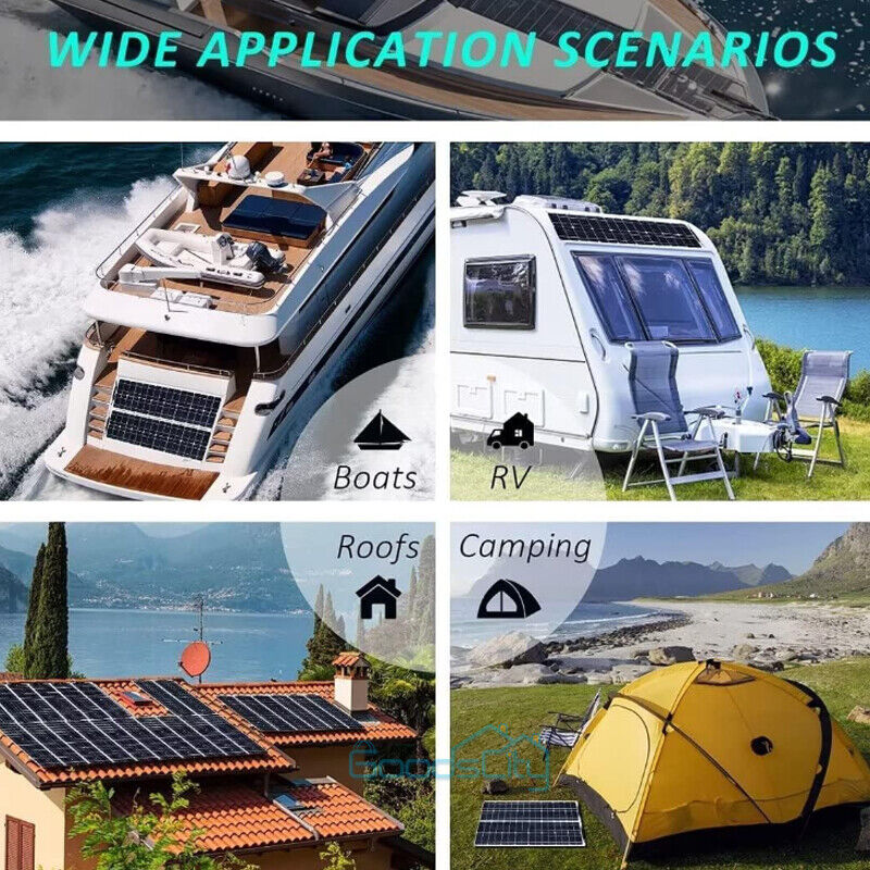 ny 400W Watt Mono Solcellepanel 12V Lading Off-Grid Batteristrøm RV Home Boat Camp