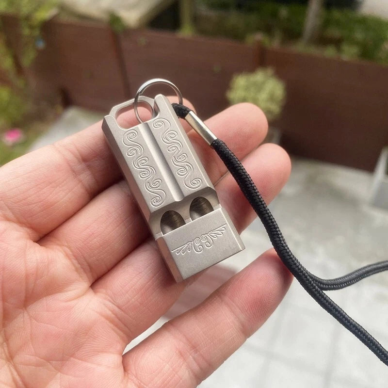 EDC TC4 Titanium Lightweight Keychain Safe Whistle Outdoor Survival Whistle Tool 07FC0E-D4 - KOEEK