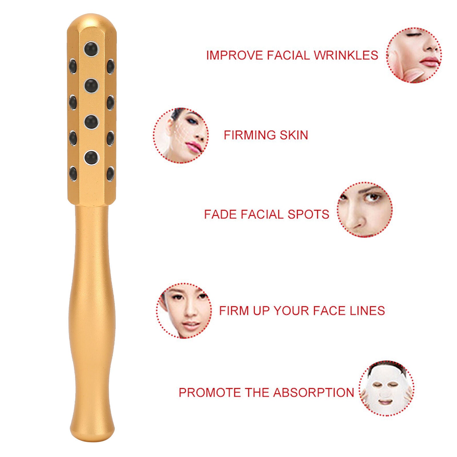 new Germanium Face Massage Stick Lifting Firming Roller Massager(Golden ) HGF koeek - KOEEK