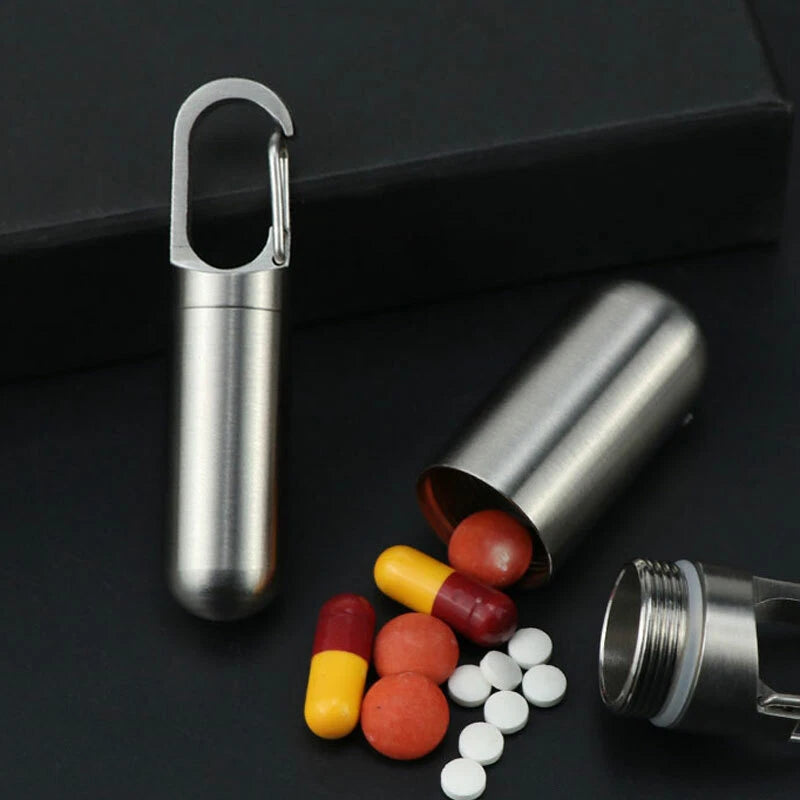 Outdoor Survival  Waterproof Pill Case Key Chain Capsule Seal Container Box 07FC0E-D4 - KOEEK